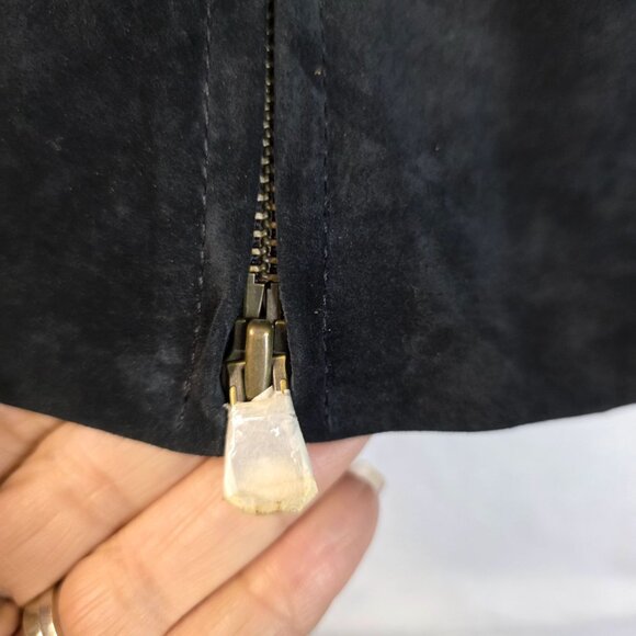 Black Suede Lined Jacket Size XL Vintage Deadstock Outerwear Catherine Stewart - Picture 7 of 14